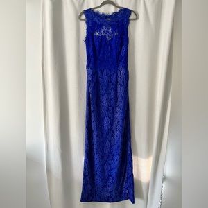 Monique Lhuillier Blue Lace Dress